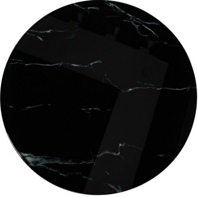 BELOFAY 50CM Black Marble Round Glass Table Top 8mm Tempered Glass Flat Polished Edge