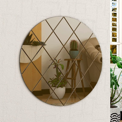 BELOFAY 50cm Round Bronze Wall Mirror Interiors Art Deco Glass Design Modern Wall-Mounted Mirrors for Home and Office