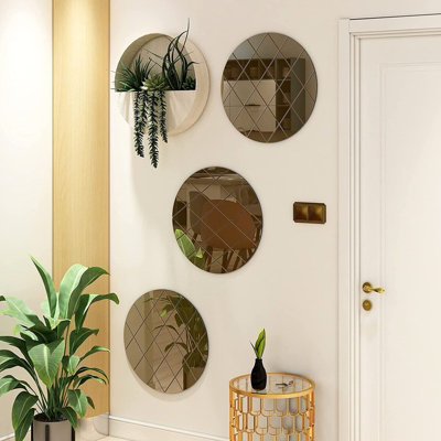 BELOFAY 50cm Round Bronze Wall Mirror Interiors Art Deco Glass Design Modern Wall-Mounted Mirrors for Home and Office