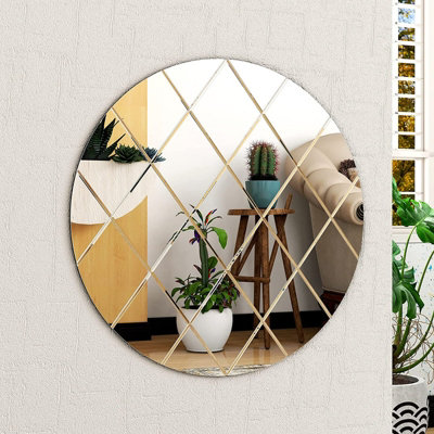 BELOFAY 50cm Round Clear Wall Mirror Interiors Art Deco Glass Design Modern Wall-Mounted Mirrors for Home and Office