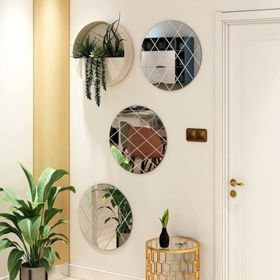 BELOFAY 50cm Round Clear Wall Mirror Interiors Art Deco Glass Design ...