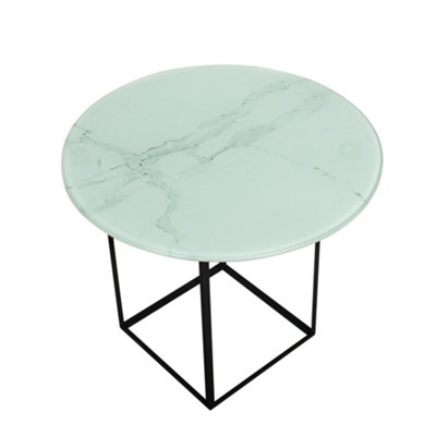 BELOFAY 50CM White Marble Round Glass Table Top 8mm Tempered Glass Flat Polished Edge