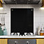 BELOFAY 50x60cm Black Tempered Glass Splashback for Kitchen 6mm Toughened Glass Heat Resistant Splashbacks Pre-Drilled with Fixing
