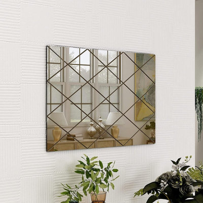 BELOFAY 50x70cm Rectangular Bronze Wall Mirror Interiors Art Deco Glass Design Modern Wall-Mounted Mirrors for Home and Office