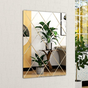 BELOFAY 50x70cm Rectangular Clear Wall Mirror Interiors Art Deco Glass Design Modern Wall-Mounted Mirrors for Home and Office