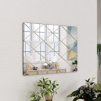 BELOFAY 50x70cm Rectangular Clear Wall Mirror Interiors Art Deco Glass Design Modern Wall-Mounted Mirrors for Home and Office