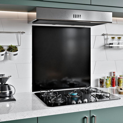 BELOFAY 600x650MM Stainless Steel Splashback for Kitchen With Black ...