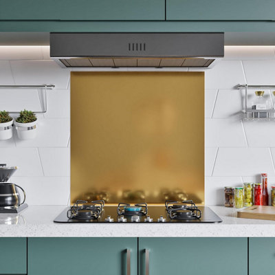 BELOFAY 600x700MM Stainless Steel Splashback for Kitchen With Golden Brushed Finish, 0.8mm Hob Splashback