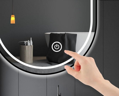 BELOFAY 600x800mm Amias Oval Bathroom LED Mirror, Illuminated Bathroom Oval Toughened Mirror with LED Lights Dimmable Anti-fog