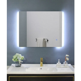 BELOFAY 600x800mm Jasmine Illuminated Bathroom LED with Mirror Demister Pad, Dimmable LED Anti-fog Tempered Wall Mirrors