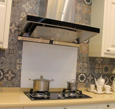 BELOFAY 60x60cm White Glass Splashback for Kitchen 6mm Tempered Glass ...