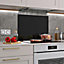 BELOFAY 60x65 Black Sparkles Glass Splashback for Kitchen 6mm Tempered Glass Heat Resistant Splashback for Cookers