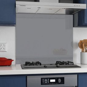 BELOFAY 60x65 Grey Glass Splashback for Kitchen 6mm Tempered Glass Heat Resistant Splashback for Cookers
