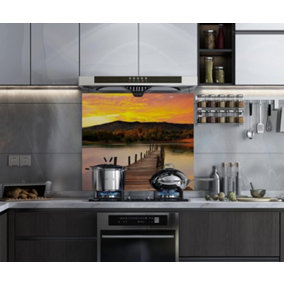 BELOFAY 60x65cm Modern Art Design 6mm Tempered Glass Splashback for Kitchen, Toughened Glass Heat Resistant