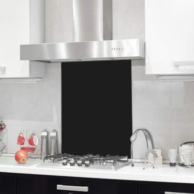 BELOFAY 60x70 Black Glass Splashback for Kitchen 6mm Tempered Glass