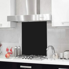 BELOFAY 60x70 Black Glass Splashback for Kitchen 6mm Tempered Glass Heat Resistant Splashback for Cookers