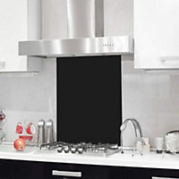 BELOFAY 60x75 Black Glass Splashback for Kitchen 6mm Tempered Glass Heat Resistant Splashback for Cookers