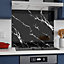 BELOFAY 60x75cm Black Marble Tempered Glass Splashback for Kitchen, 6mm Toughened Glass Heat Resistant Splashbacks for Cookers