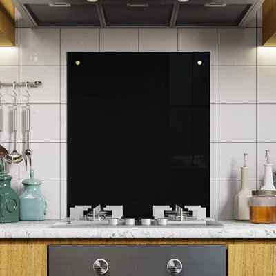 BELOFAY 60x75cm Black Tempered Glass Splashback for Kitchen 6mm