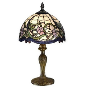 BELOFAY 8 inches Elegant Floral Tiffany Table Lamps, Stained Glass Handmade Tiffany Vintage Bedside Table Lamps 13 inches Height