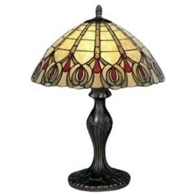 BELOFAY 8 inches Peacock Tiffany Table Lamps, Stained Glass Handmade Tiffany Vintage Bedside Table Lamps 13 inches Height