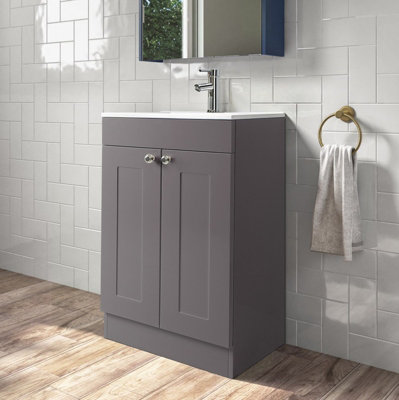 BELOFAY 800x500x390mm Cwf500 Grey Vanity Unit Flat Pack Cloakroom ...