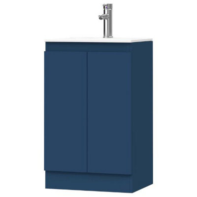 BELOFAY Blue Vanity Unit with Basin, 500mm Floor Standing Bathroom Vanity Units with Basin