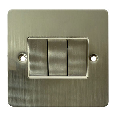 BELOFAY Brushed Silver 3 Gang 1 Way 20A Light Switch with Matching ...