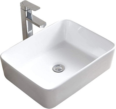 BELOFAY Ceramic Bathroom Sink Cloakroom Basin , Classic Design Gloss White Sink with TAP, Bottle Trap & Pop-up Waste