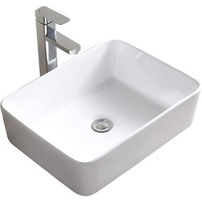 BELOFAY Ceramic Bathroom Sink Cloakroom Basin , Classic Design Gloss White Sink with TAP, Bottle Trap & Pop-up Waste