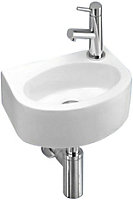 BELOFAY Ceramic Bathroom Sink, Oval Wash Basin, Cloakroom Corner Basin Bathroom Corner Sink with TAP, Bottle Trap & Pop-up Waste