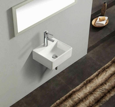 BELOFAY Ceramic Counter Top White Basin Classic Design Corner Sink with ...