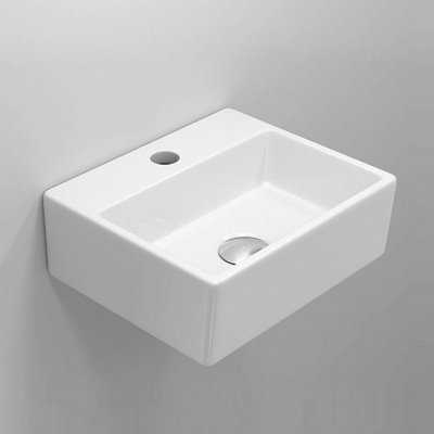 BELOFAY Ceramic Counter Top White Basin Classic Design Corner Sink with TAP, Bottle Trap & Pop-up Waste