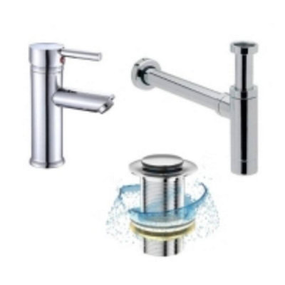 BELOFAY Ceramic Countertop Bathroom Sink, Oval Countertop Basin with TAP, Bottle Trap & Pop-up Waste (135x460x330mm)