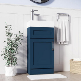 BELOFAY Crawley Blue 400mm Floor Standing Bathroom Vanity Unit With Basin - Laquered Cloakroom Vanity Unit with 1 Tap Hole Ceramic