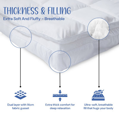 BELOFAY Dual Layer Mattress Topper ,14cm Extra Thick Mattress Topper ...