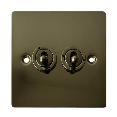 BELOFAY Glossy Black 2 Gang 1 Way 20A Toggle Switch with Matching ...