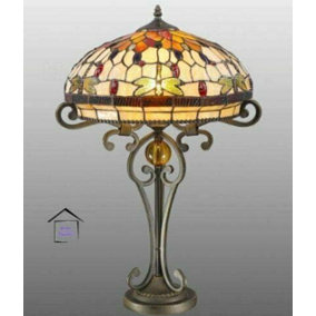 BELOFAY Handmade Stained Glass Tiffany Style Table Lamp with Bronze Lamp Base for Livingroom (16 " Wide)
