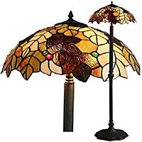 BELOFAY Handmade Tiffany Floor Lamp with Stained Glass- Vintage Antique Lamp with Bronze Lamp Base for Nightstand, Living Rooms