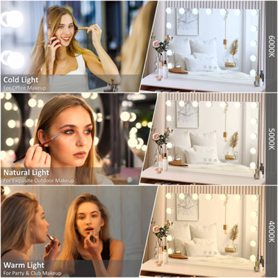 BELOFAY Hollywood Vanity Mirror For Makeup with Lights, Lighted Makeup Mirror with 14 Dimmable Led Bulbs, 3 Lighting Modes, Touch