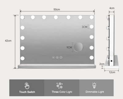 BELOFAY Hollywood Vanity Mirror For Makeup with Lights, Lighted Makeup Mirror with 14 Dimmable Led Bulbs, 3 Lighting Modes, Touch