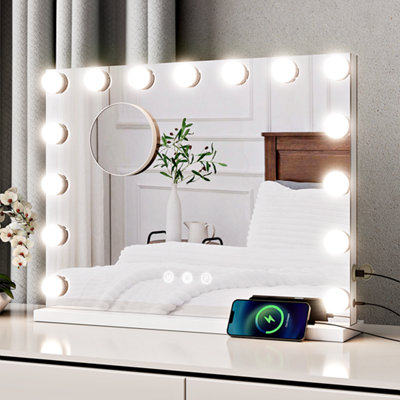 BELOFAY Hollywood Vanity Mirror For Makeup with Lights, Lighted Makeup Mirror with 15 Dimmable Led Bulbs, 3 Lighting Modes, Touch