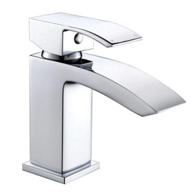 BELOFAY Hs03 Waterfall Spout Bathroom Sink Faucet Chrome Polish Single Handle Hot & Cold Tall Bathroom Tap Mixer