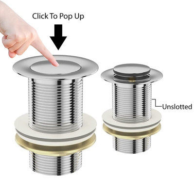 BELOFAY Pop Up Basin Waste UnSlotted Click Clack Bathroom Sink Plug in ...