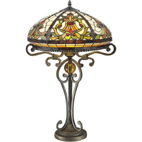 BELOFAY Real Tiffany Stained Glass Handmade Table Lamps for Living Room, 16" Wide, 30" Height