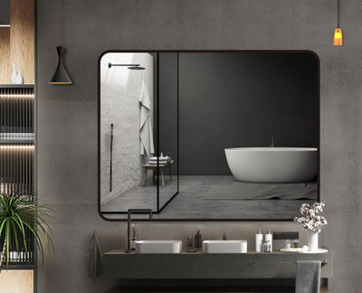 BELOFAY Rectangular Wall Mirror Black Aluminium Frame with HD Glass, 60 ...