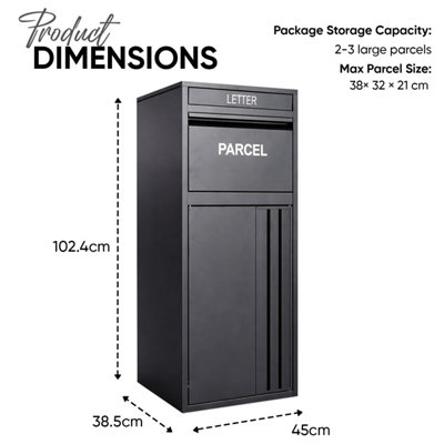 BELOFAY Secure Outdoor Parcel Box - Lockable Black Steel Delivery Box ...
