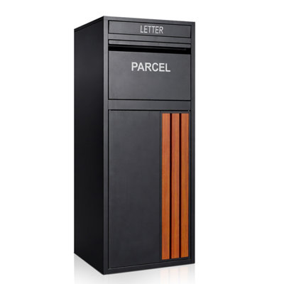 BELOFAY Secure Outdoor Parcel Box - Lockable Black Steel Delivery Box ...