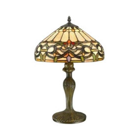 BELOFAY Stained Glass Handmade Elegant Ivy Tiffany Vintage Bedside Table Lamps for Living Room 12" Wide, 18" Height