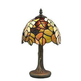BELOFAY Stained Glass Handmade Elegent Harvest Tiffany Style Table Lamp for Living Room 8" Shade Diameter and 13" Stand Height